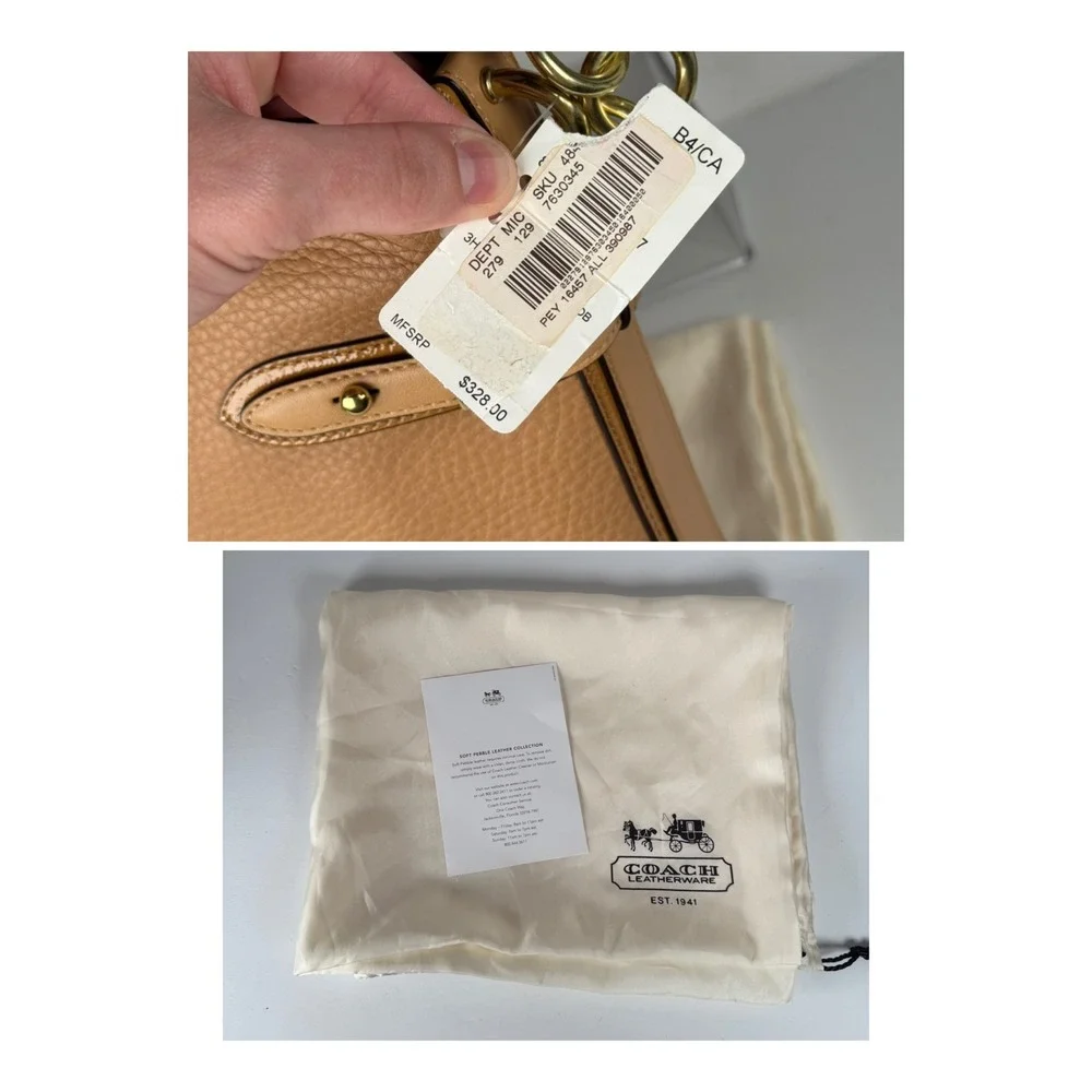 Coach Colette Hobo Shoulder Bag Soft Pebbled Leather‎ Camel Tan K1026-16457 NWT